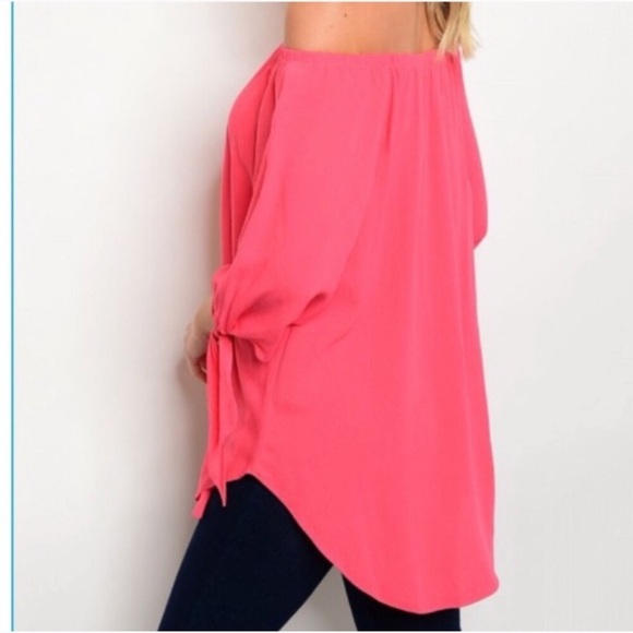 Coral Off the Shoulder top - Picture 4 of 7